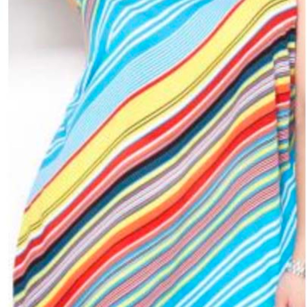 SPAGHETTI STRAP TOP, DIAGONAL MULTICOLOURS, SIZE 3X, KEYHOLE BACK, 31 INCHES,